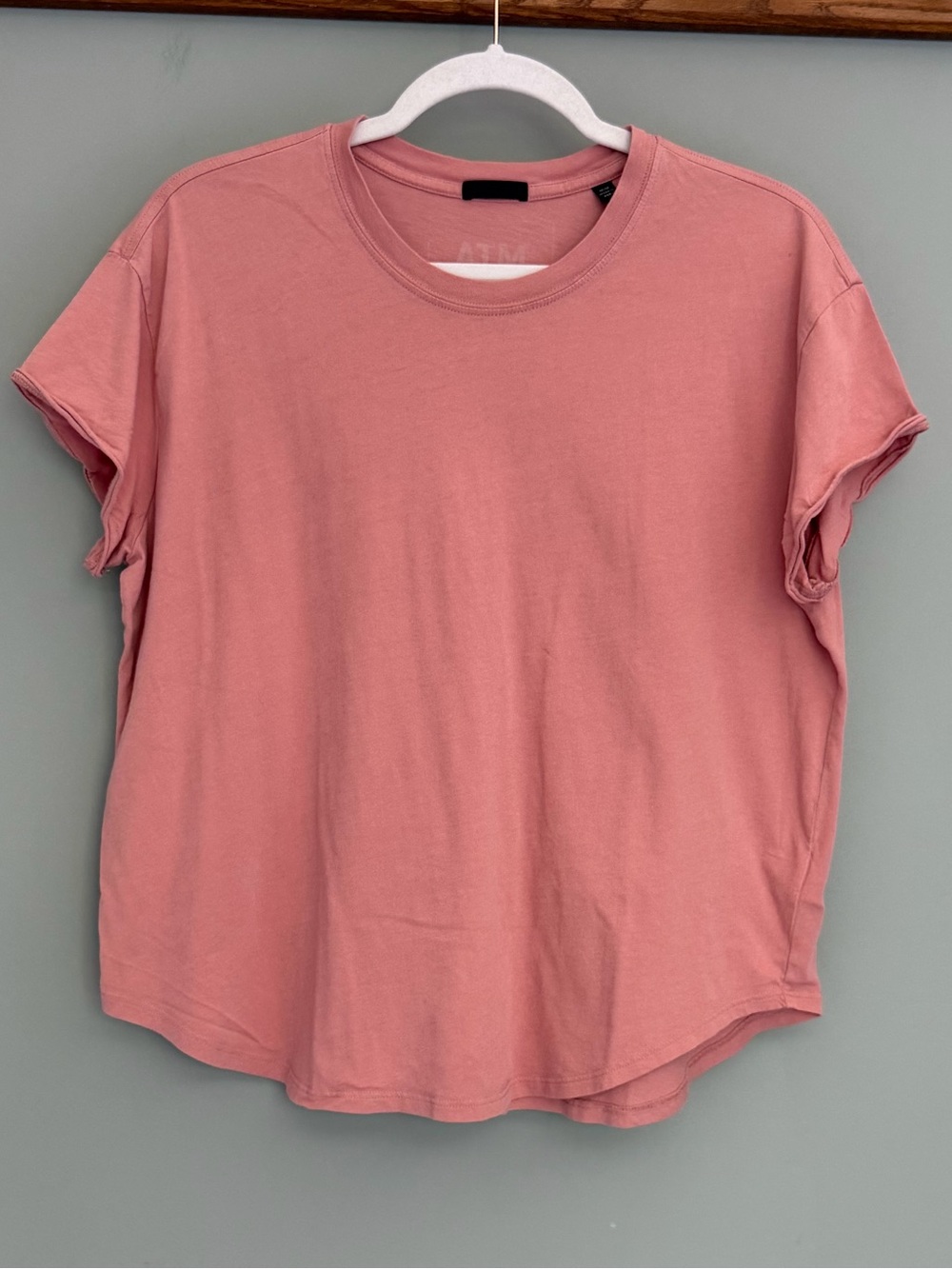 ATM Anthony Thomas Melillo 100% Cotton Pink Crew Neck Relaxed Tee Shirt